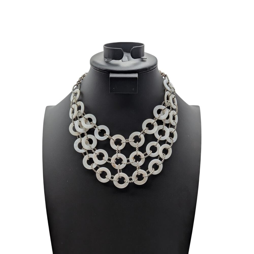 Premier Designs Shell Multi-Layer Circle Bib Silv… - image 5